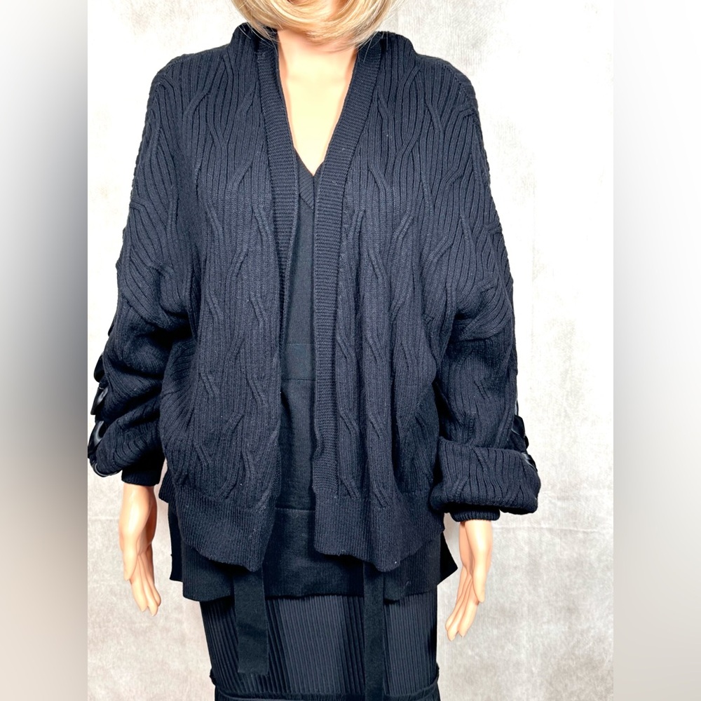 Philosophy Black Cardigan with Textured Fabric